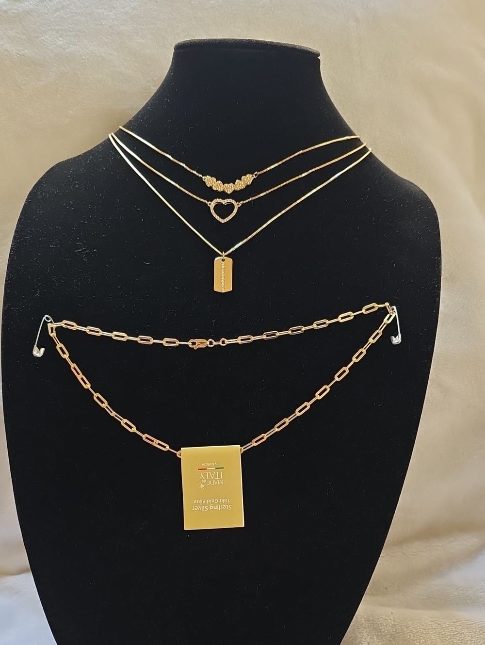 Gold Layered Heart & Tag Necklace Set - Women Jewelry